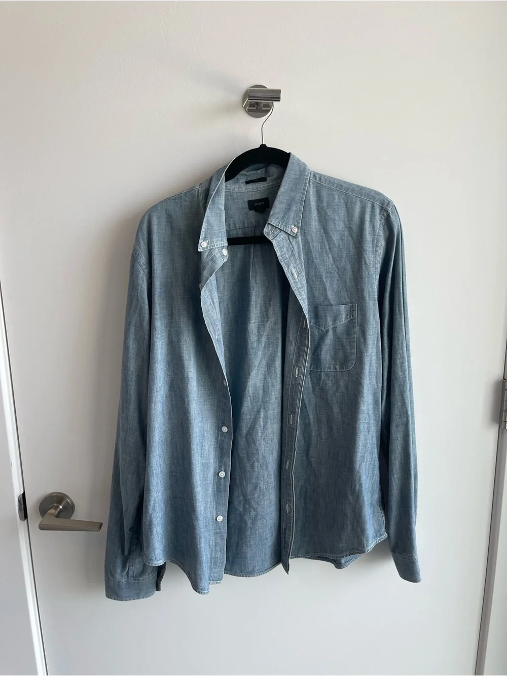 J Crew Slim Light Blue Denim Button-Down Men's Shirt